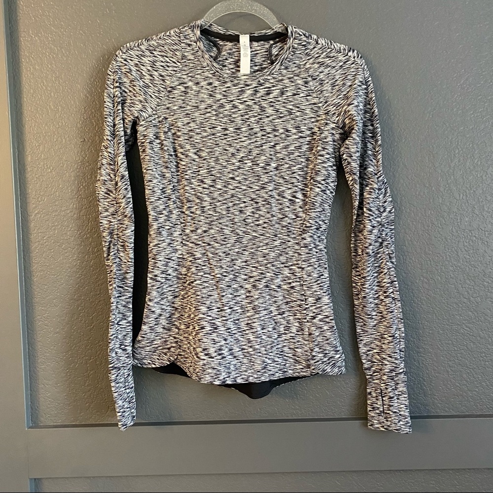 lululemon athletica Black and White Marled Long Sleeve Top